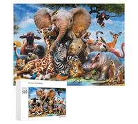 Jigsaw Puzzles for Adults 500 PCS African Safari Wildlife Gathering Jigsaws for Adults Fun Games Perfect Decoration Challenging To Complete 500 PCS