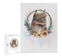 Jigsaw Puzzles for Adults 500 PCS American Bobtail Cat Art Puzzle for Adults Hands-on Game Wall Decoration Fun Activities at Home 500 PCS