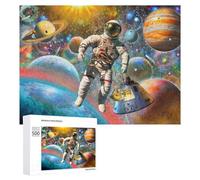 Jigsaw Puzzles for Adults 500 PCS Astronaut Floating Among Planets Jigsaws for Adults Fun Games Perfect Decoration Challenging To Complete 500 PCS