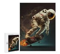 Jigsaw Puzzles for Adults 500 PCS Astronaut Skateboarding in Space Jigsaws for Adults Family Games Stress Reliever Birthday Present, Gifts, 500 PCS