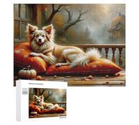 Jigsaw Puzzles for Adults 500 PCS Autumn Cozy Dog Scene Jigsaws for Adults Fun Games Perfect Decoration Challenging To Complete 500 PCS