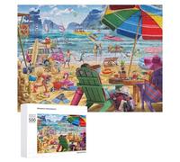 Jigsaw Puzzles for Adults 500 PCS Beach Fun Adventure Puzzle Jigsaws for Adults Fun Games Perfect Decoration Challenging To Complete 500 PCS