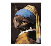 Jigsaw Puzzles for Adults 500 PCS Black Cat with A Pearl Jigsaw Puzzle Toy Wall Decor Analysis And Logic Challenging To Complete 500 PCS