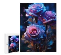 Jigsaw Puzzles for Adults 500 PCS Blue And Purple Rose Adult Puzzles Brain Teaser Game Presents for Women Gifts for Friends And Family 500 PCS