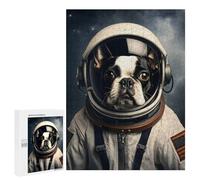 Jigsaw Puzzles for Adults 500 PCS Boston Terrier Astronaut Jigsaws for Adults Toy Wall Decor Perfect Decoration Challenging To Complete 500 PCS