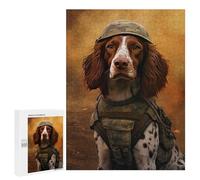 Jigsaw Puzzles for Adults 500 PCS Brittany Spaniel Soldier Puzzle for Adults Hands-on Game Wall Decoration Fun Activities at Home 500 PCS
