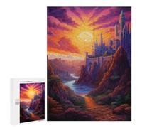 Jigsaw Puzzles for Adults 500 PCS Castle in The Sunset Valley Jigsaw Relaxing Games Analysis And Logic Unique Birthday And Xmas Gifts 500 PCS