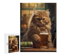 Jigsaw Puzzles for Adults 500 PCS Cat Drinking Beer Adult Jigsaw Puzzle Relax Games Wall Decoration Gifts for Friends And Family 500 PCS