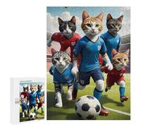 Jigsaw Puzzles for Adults 500 PCS Cats Playing Soccer Jigsaw Relaxing Games Analysis And Logic Unique Birthday And Xmas Gifts 500 PCS
