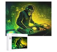 Jigsaw Puzzles for Adults 500 PCS Chimp DJ Neon Lights Puzzle for Adults Relax Games Difficult Hard Gifts for Friends And Family 500 PCS