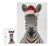 Jigsaw Puzzles for Adults 500 PCS Christmas Zebra with Santa Hat Adult Jigsaw Puzzle Relax Games Wall Decoration Gifts for Friends And Family 500 PCS