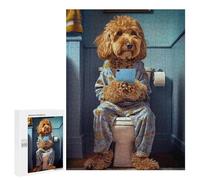 Jigsaw Puzzles for Adults 500 PCS Cockapoo on The Toilet Adult Jigsaw Puzzle Relax Games Wall Decoration Gifts for Friends And Family 500 PCS