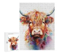 Jigsaw Puzzles for Adults 500 PCS Colorful Highland Cow Art Print-1 Puzzles for Teenagers Precision Cutting Difficult And Challenge Birthday And Unique Gifts 500 PCS