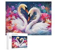 Jigsaw Puzzles for Adults 500 PCS Colorful Swans in Floral Harmony Jigsaws for Adults Fun Games Perfect Decoration Challenging To Complete 500 PCS