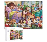 Jigsaw Puzzles for Adults 500 PCS Corgis in Cozy Living Room Puzzle for Adults Relax Games Difficult Hard Gifts for Friends And Family 500 PCS