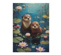 Jigsaw Puzzles for Adults 500 PCS Curious Otters Jigsaw Puzzle Toy Wall Decor Analysis And Logic Challenging To Complete 500 PCS