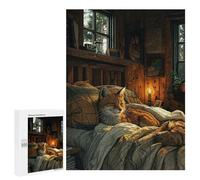 Jigsaw Puzzles for Adults 500 PCS Cute Fox Sleeping on Bed Jigsaws for Adults Relax Games Presents for Women Gifts for Friends And Family 500 PCS