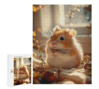 Jigsaw Puzzles for Adults 500 PCS Cute Hamster Holding A Seed Jigsaw Puzzle Family Game But Fun And Humorous Birthday Present, Gifts, 500 PCS