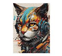 Jigsaw Puzzles for Adults 500 PCS Cyborg Cat Machine Head Jigsaw Puzzle Toy Wall Decor Analysis And Logic Challenging To Complete 500 PCS