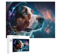 Jigsaw Puzzles for Adults 500 PCS Dog in Space Helmet Cosmic Adventure Jigsaws for Adults Fun Games Perfect Decoration Challenging To Complete 500 PCS