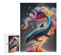 Jigsaw Puzzles for Adults 500 PCS Dolphin in Abstract Colors Puzzle for Adults Relax Games Difficult Hard Gifts for Friends And Family 500 PCS