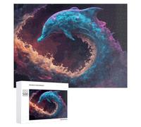 Jigsaw Puzzles for Adults 500 PCS Dolphin in Abstract Watercolor Puzzle for Adults Relax Games Difficult Hard Gifts for Friends And Family 500 PCS