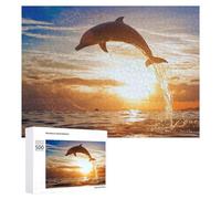 Jigsaw Puzzles for Adults 500 PCS Dolphin Leaping at Sunset -4 Jigsaw Relaxing Games Analysis And Logic Unique Birthday And Xmas Gifts 500 PCS