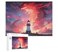 Jigsaw Puzzles for Adults 500 PCS Dragon Lighthouse Fantasy Scene Puzzle for Adults Relax Games Difficult Hard Gifts for Friends And Family 500 PCS