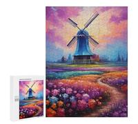 Jigsaw Puzzles for Adults 500 PCS Dutch Windmill Garden Puzzles for Teenagers Precision Cutting Difficult And Challenge Birthday And Unique Gifts 500 PCS