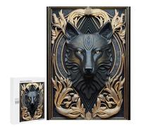 Jigsaw Puzzles for Adults 500 PCS Elegant Black Golden Wolf Puzzle for Adults Hands-on Game Wall Decoration Fun Activities at Home 500 PCS
