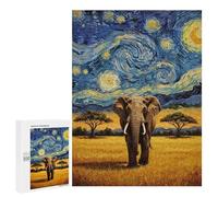 Jigsaw Puzzles for Adults 500 PCS Elephant Under Starry Night Sky Painting Adult Puzzles Brain Teaser Game Presents for Women Gifts for Friends And Family 500 PCS