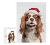 Jigsaw Puzzles for Adults 500 PCS English Toy Spaniel Dog with Santa Hat Adult Puzzles Brain Teaser Game Presents for Women Gifts for Friends And Family 500 PCS
