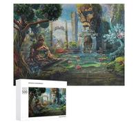 Jigsaw Puzzles for Adults 500 PCS Fantasy Garden with Statue And Pond Jigsaws for Adults Fun Games Perfect Decoration Challenging To Complete 500 PCS