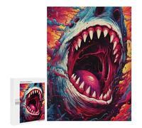 Jigsaw Puzzles for Adults 500 PCS Fiery Shark Mouth Artwork Jigsaws for Adults Fun Games Perfect Decoration Challenging To Complete 500 PCS