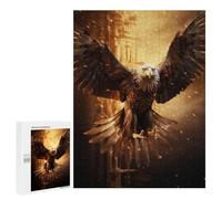 Jigsaw Puzzles for Adults 500 PCS Fire Flames Bald Eagle USA Adult Puzzles Brain Teaser Game Presents for Women Gifts for Friends And Family 500 PCS