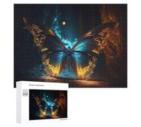 Jigsaw Puzzles for Adults 500 PCS Glowing Butterfly in Mystic Forest Jigsaws for Adults Fun Games Perfect Decoration Challenging To Complete 500 PCS