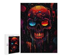 Jigsaw Puzzles for Adults 500 PCS Glowing Skull Artwork-1 Puzzle For Teenagerss But Fun And Humorous Wishlist with Santa Claus Unique Birthday And Xmas Gifts 500 PCS