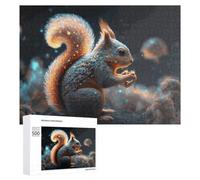 Jigsaw Puzzles for Adults 500 PCS Glowing Squirrel with Fireworks Tail Jigsaws for Adults Fun Games Perfect Decoration Challenging To Complete 500 PCS