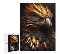 Jigsaw Puzzles for Adults 500 PCS Gold Eagle in Black Adult Puzzles Brain Teaser Game Presents for Women Gifts for Friends And Family 500 PCS