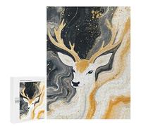 Jigsaw Puzzles for Adults 500 PCS Golden Deer Abstract Art-1 Jigsaw Puzzles for Teenagers Improve Memory Train Your Brain And Hands Stress Reduction Gifts 500 PCS