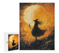 Jigsaw Puzzles for Adults 500 PCS Halloween Witch Moon Painting -1 Jigsaw Puzzles for Teenagers Improve Memory Train Your Brain And Hands Stress Reduction Gifts 500 PCS