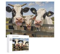 Jigsaw Puzzles for Adults 500 PCS Happy Cows Behind Fence Jigsaw Relaxing Games Analysis And Logic Unique Birthday And Xmas Gifts 500 PCS