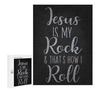 Jigsaw Puzzles for Adults 500 PCS Jesus Is My Rock, Thats How I Roll Puzzle For Teenagerss But Fun And Humorous Wishlist with Santa Claus Unique Birthday And Xmas Gifts 500 PCS