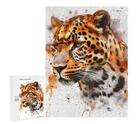 Jigsaw Puzzles for Adults 500 PCS Leopard Watercolor Jigsaws for Adults Toy Wall Decor Perfect Decoration Challenging To Complete 500 PCS