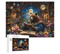 Jigsaw Puzzles for Adults 500 PCS Magical Bear Scholar in Enchanted Library Jigsaws for Adults Fun Games Perfect Decoration Challenging To Complete 500 PCS