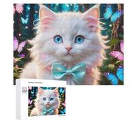 Jigsaw Puzzles for Adults 500 PCS Magical Butterfly Garden Kitten Puzzle for Adults Relax Games Difficult Hard Gifts for Friends And Family 500 PCS