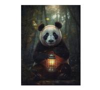 Jigsaw Puzzles for Adults 500 PCS Magical Panda Glowing Lamp Jigsaws for Adults Relaxing Games Wall Decoration Fun Activities at Home 500 PCS