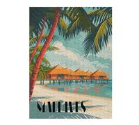 Jigsaw Puzzles for Adults 500 PCS Maldives Paradise Huts Puzzle for Adults Relaxing Games Perfect Decoration for Birthday, Chrismas 500 PCS