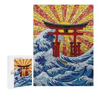 Jigsaw Puzzles for Adults 500 PCS Mosaic Torii Gate And Ocean Waves Jigsaws for Adults Family Games Stress Reliever Birthday Present, Gifts, 500 PCS
