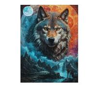 Jigsaw Puzzles for Adults 500 PCS Mystical Moon Lone Wolf Jigsaw Puzzle Toy Wall Decor Analysis And Logic Challenging To Complete 500 PCS